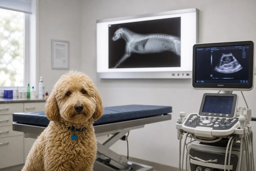 Salle d'imagerie médicale avec écran de radiographie et échographe
